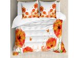 Abakuhaus Copripiumino Mohn, Acquerello Nuziale, Antiacaro, Adatto A Chi Soffre Di Allergie, Con Federe, 200 Cm X 200 Cm - 80 X 80 Cm, Rosso-Bianco