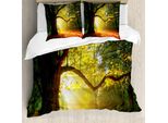 Abakuhaus Copripiumino, Oak Autumn Leaves Hazy, Antiacaro, Adatto A Chi Soffre Di Allergie, Con Federe, 155 Cm X 220 Cm - 80 X 80 Cm, Arancione Verde Marrone