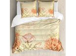 Abakuhaus Copripiumino Vintage, Fiori Grunge Retrò, Antiacaro, Adatto A Chi Soffre Di Allergie, Con Federe, 200 Cm X 200 Cm - 80 X 80 Cm, Rosa Crema