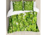 Abakuhaus Copripiumino Foglie, Foglie Fresche Estive, Antiacaro, Adatto A Chi Soffre Di Allergie, Con Federe, 155 Cm X 220 Cm - 80 X 80 Cm, Verde