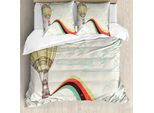Abakuhaus Copripiumino Vintage, Grattacieli Di New York, Antiacaro, Adatto A Chi Soffre Di Allergie, Con Federe, 155 Cm X 220 Cm - 80 X 80 Cm, Multicolore