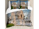 Abakuhaus Copripiumino Asiatico, Elaborato Northern Palace, Antiacaro, Adatto A Chi Soffre Di Allergie, Con Federe, 155 Cm X 220 Cm - 80 X 80 Cm, Bianco Verde Blu