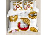 Abakuhaus Pearls Copripiumino, Apertura Sea Shells Immagine, Antiacaro Adatto A Chi Soffre Di Allergie Con Federe, 200 Cm X 200 Cm - 80 X 80 Cm, Multicolore