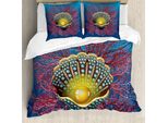 Abakuhaus Pearls Copripiumino, Coral Opere D'arte Acquatiche, Antiacaro Adatto A Chi Soffre Di Allergie Con Federe, 200 Cm X 200 Cm - 80 X 80 Cm, Blu, Rosso, Giallo