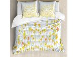Abakuhaus Copripiumino Narciso, Fiori Di Narciso Primavera, Antiacaro, Adatto A Chi Soffre Di Allergie, Con Federe, 200 Cm X 200 Cm - 80 X 80 Cm, Giallo Arancione Azzurro