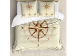 Abakuhaus Copripiumino Compass, Compass Wasser Retro, Antiacaro, Adatto A Chi Soffre Di Allergie, Con Federe, 200 Cm X 200 Cm - 80 X 80 Cm, Beige Tan