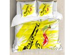 Abakuhaus Copripiumino Jazz, Sassofono Jazz, Antiacaro, Adatto A Chi Soffre Di Allergie, Con Federe, 155 Cm X 220 Cm - 80 X 80 Cm, Giallo Nero