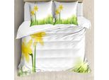 Abakuhaus Copripiumino Narciso, Narcisi Con Erba, Antiacaro, Adatto A Chi Soffre Di Allergie, Con Federe, 200 Cm X 200 Cm - 80 X 80 Cm, Verde Giallo