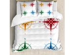 Abakuhaus Copripiumino Kompass, Bussole Colorate, Antiacaro, Adatto A Chi Soffre Di Allergie, Con Federe, 155 Cm X 220 Cm - 80 X 80 Cm, Multicolore