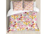 Abakuhaus Copripiumino Narciso, Cartoon Tulipani Narciso, Antiacaro Adatto A Chi Soffre Di Allergie Con Federe, 155 Cm X 220 Cm - 80 X 80 Cm, Multicolore