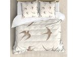 Abakuhaus Copripiumino Con Uccelli, Flying Birds, Antiacaro, Adatto A Chi Soffre Di Allergie, Con Federe, 200 Cm X 200 Cm - 80 X 80 Cm, Beige Marrone
