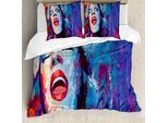 Abakuhaus Copripiumino Jazz Music, Singer Woman Performance, Antiacaro, Adatto A Chi Soffre Di Allergie, Con Federe, 200 Cm X 200 Cm - 80 X 80 Cm, Blu, Viola, Rosso