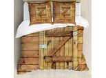 Abakuhaus Set Copripiumino Rustico Per Letti Matrimoniali, Persiane In Legno Grunge, Antiacaro, Adatto A Chi Soffre Di Allergie, Con Federe, Dorato E Rovere