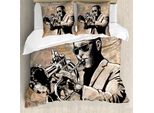 Abakuhaus Copripiumino Jazz Music, Musicisti, Antiacaro, Adatto A Chi Soffre Di Allergie, Con Federe, 155 Cm X 220 Cm - 80 X 80 Cm, Beige Nero