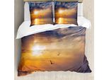 Abakuhaus Copripiumino Con Uccelli, Alba Mattutina, Antiacaro, Adatto A Chi Soffre Di Allergie, Con Federe, 155 Cm X 220 Cm - 80 X 80 Cm, Blu E Arancione