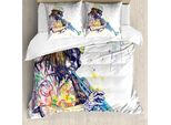Abakuhaus Copripiumino Jazz Music, Entertainment Vivid Art, Antiacaro, Adatto A Chi Soffre Di Allergie, Con Federe, 155 Cm X 220 Cm - 80 X 80 Cm, Viola, Giallo