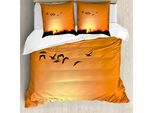 Abakuhaus Copripiumino Uccelli, Migration Sunset Orange, Antiacaro, Adatto A Chi Soffre Di Allergie, Con Federe, 200 Cm X 200 Cm - 80 X 80 Cm, Arancione Nero