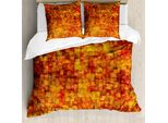 Abakuhaus Copripiumino Arancione Bruciato, Mosaico Vintage Grunge, Antiacaro, Adatto A Chi Soffre Di Allergie, Con Federe, 200 Cm X 200 Cm - 80 X 80 Cm, Arancione Senape