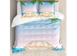 Abakuhaus Pearls Copripiumino, Shell Su Sandy Beach, Antiacaro, Adatto A Chi Soffre Di Allergie, Con Federe, 200 Cm X 200 Cm - 80 X 80 Cm, Crema Blu