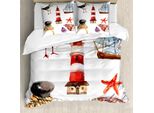 Abakuhaus Copripiumino Nautico, Faro Seagull, Antiacaro, Adatto A Chi Soffre Di Allergie, Con Federe, 155 Cm X 220 Cm - 80 X 80 Cm, Multicolore