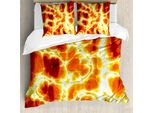 Abakuhaus Copripiumino Arancione Bruciato, Hot Lava Bruciare Fuoco, Antiacaro Adatto A Chi Soffre Di Allergie Con Federe, 155 Cm X 220 Cm - 80 X 80 Cm, Arancione Giallo