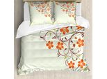 Abakuhaus Copripiumino Con Coccinelle, Piumino Con Coccinelle E Fiori, Antiacaro, Adatto A Chi Soffre Di Allergie, Con Federe, 200 Cm X 200 Cm - 80 X 80 Cm, Verde Pallido E Rosso