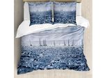 Abakuhaus Copripiumino Nautico, Barche A Vela Sunny, Antiacaro, Adatto A Chi Soffre Di Allergie, Con Federe, 200 Cm X 200 Cm - 80 X 80 Cm, Blu