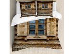 Abakuhaus Set Copripiumino Rustico Per Letti Matrimoniali, Persiane In Legno, Antiacaro, Adatto A Chi Soffre Di Allergie, Con Federe, Marrone Beige