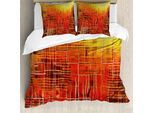 Abakuhaus Copripiumino Arancione Bruciato, Mosaico Retrò Grunge, Antiacaro, Adatto A Chi Soffre Di Allergie, Con Federe, 155 Cm X 220 Cm - 80 X 80 Cm, Arancione Giallo
