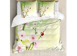 Abakuhaus Copripiumino Coccinella, Fiori Coccinella Primavera, Antiacaro, Adatto A Chi Soffre Di Allergie, Con Federe, 155 Cm X 220 Cm - 80 X 80 Cm, Verde, Rosa,