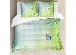 Abakuhaus Copripiumino Con Coccinelle, Fiori Primaverili Sunny, Antiacaro, Adatto A Chi Soffre Di Allergie, Con Federe, 200 Cm X 200 Cm - 80 X 80 Cm, Verde Pallido