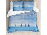 Abakuhaus Copripiumino Nautico, Barca A Vela Sull'oceano, Antiacaro, Adatto A Chi Soffre Di Allergie, Con Federe, 155 Cm X 220 Cm - 80 X 80 Cm, Azzurro