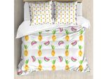 Abakuhaus Copripiumino Ananas, Acquerello Pastello, Antiacaro, Adatto A Chi Soffre Di Allergie, Con Federe, 200 Cm X 200 Cm - 80 X 80 Cm, Multicolore