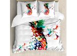 Abakuhaus Copripiumino Ananas, Arte Geometrica Moderna, Antiacaro, Adatto A Chi Soffre Di Allergie, Con Federe, 155 Cm X 220 Cm - 80 X 80 Cm, Multicolore