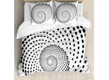 Abakuhaus Copripiumino Spiers, Spiral Monochrome Nero, Antiacaro, Adatto A Chi Soffre Di Allergie, Con Federe, 155 Cm X 220 Cm - 80 X 80 Cm, Bianco E Nero
