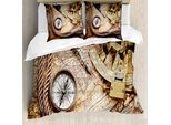 Abakuhaus Copripiumino Kompass, Tema Voyage Lifestyle, Antiacaro, Adatto A Chi Soffre Di Allergie, Con Federe, 155 Cm X 220 Cm - 80 X 80 Cm, Color Crema