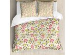 Abakuhaus Set Copripiumino Per Letti Matrimoniali, Motivo Floreale Nuziale, Antiacaro, Adatto A Chi Soffre Di Allergie, Con Federe, Verde Pallido Rosa
