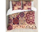 Abakuhaus Copripiumino Marocchino, Motivi Floreali, Antiacaro, Adatto A Chi Soffre Di Allergie, Con Federe, 200 Cm X 200 Cm - 80 X 80 Cm, Pesca Arancione Rosso
