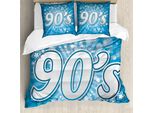 Abakuhaus Copripiumino 90S, 90S Pop Art Star Retro, Antiacaro, Adatto A Chi Soffre Di Allergie, Con Federe, 155 Cm X 220 Cm - 80 X 80 Cm, Blu