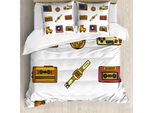 Abakuhaus 90S Copripiumino, Cartoon Nostalgic, Antiacaro Adatto A Chi Soffre Di Allergie Con Federe, 200 Cm X 200 Cm - 80 X 80 Cm, Senape Navy