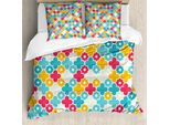 Abakuhaus Quatrefoil Copripiumino, Kid Theme Petali Colorati, Antiacaro Adatto A Chi Soffre Di Allergie Con Federe, 155 Cm X 220 Cm - 80 X 80 Cm, Rosso Turchese Giallo