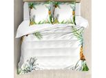 Abakuhaus Copripiumino Ananas, Palme Esotiche, Antiacaro, Adatto A Chi Soffre Di Allergie, Con Federe, 155 Cm X 220 Cm - 80 X 80 Cm, Multicolore