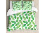 Abakuhaus Copripiumino Ananas, Motivo Esotico Con Ananas, Antiacaro, Adatto A Chi Soffre Di Allergie, Con Federe, 200 Cm X 200 Cm - 80 X 80 Cm, Verde Bianco