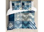 Abakuhaus Copripiumino Nautico, Anchor Grunge Naval, Antiacaro, Adatto A Chi Soffre Di Allergie, Con Federe, 200 Cm X 200 Cm - 80 X 80 Cm, Blu Beige