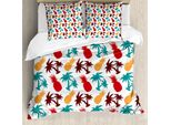 Abakuhaus Copripiumino Ananas, Isola Delle Palme, Antiacaro Adatto A Chi Soffre Di Allergie Con Federe, 200 Cm X 200 Cm - 80 X 80 Cm, Multicolore