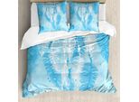 Abakuhaus Copripiumino Tribale, Boho Feder, Antiacaro, Adatto A Chi Soffre Di Allergie, Con Federe, 155 Cm X 220 Cm - 80 X 80 Cm, Blu E Bianco