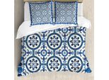 Abakuhaus Copripiumino Marocchino, Mosaico Marocchino, Antiacaro, Adatto A Chi Soffre Di Allergie, Con Federe, 155 Cm X 220 Cm - 80 X 80 Cm, Grigio Blu