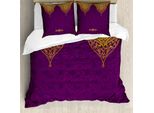 Abakuhaus Set Copripiumino Viola Per Letti Matrimoniali, Palazzo Reale Orientale, Antiacaro, Adatto A Chi Soffre Di Allergie, Con Federe, Viola E Oro