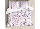 Abakuhaus Copripiumino Viola, Fiori Che Sbocciano Natura, Resistente All'acqua Lavabile Colori Non Stingono Personalizzato, 155 Cm X 220 Cm - 80 X 80 Cm, Viola Verde