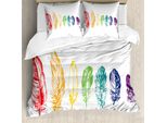 Abakuhaus Copripiumino Naturale, Piume Arcobaleno, Antiacaro, Adatto A Chi Soffre Di Allergie, Con Federe, 200 Cm X 200 Cm - 80 X 80 Cm, Rosso, Verde, Viola